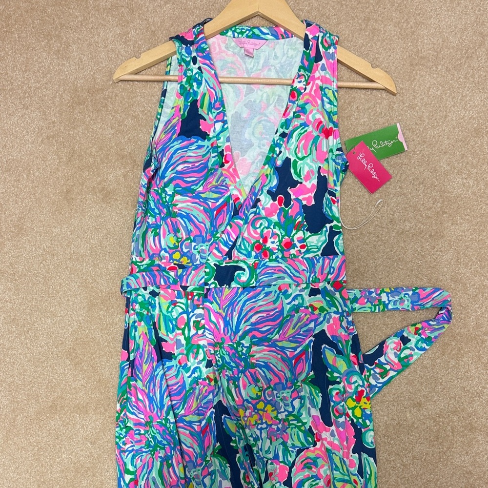 Lilly Pulitzer Sleeveless Floral Maxi Dress in Navy, Pink & Green